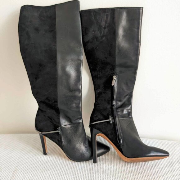 EUC Black Sam Edelman Leather and Suede Heeled Boots - Picture 4 of 5